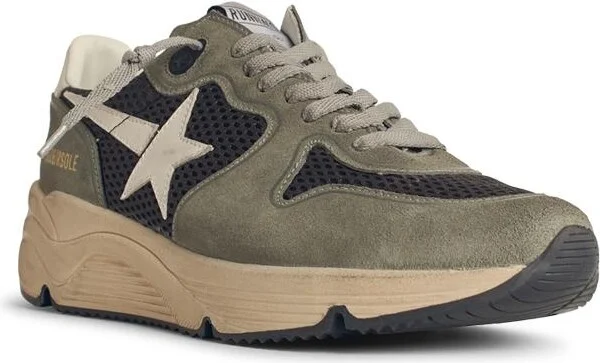 Running Sole' In Green Suede With White Leather Star And Heel - Image 2