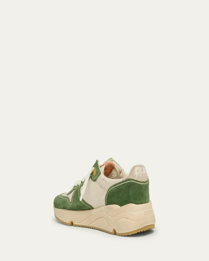 Running Sole Mixed Leather Sneakers - Image 2