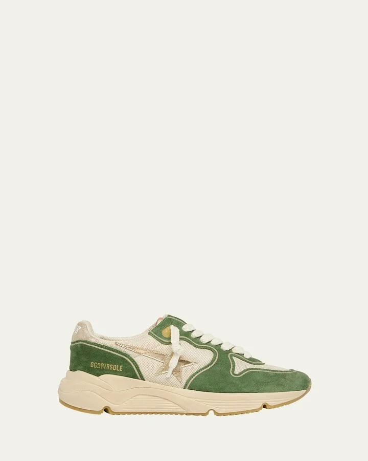 Running Sole Mixed Leather Sneakers