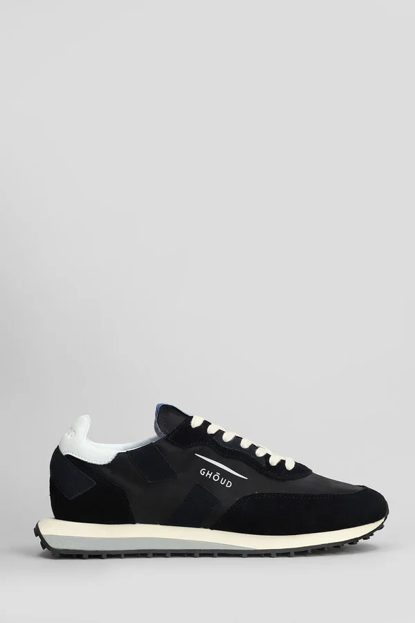 Rush Low Sneakers In Black Suede And Fabric