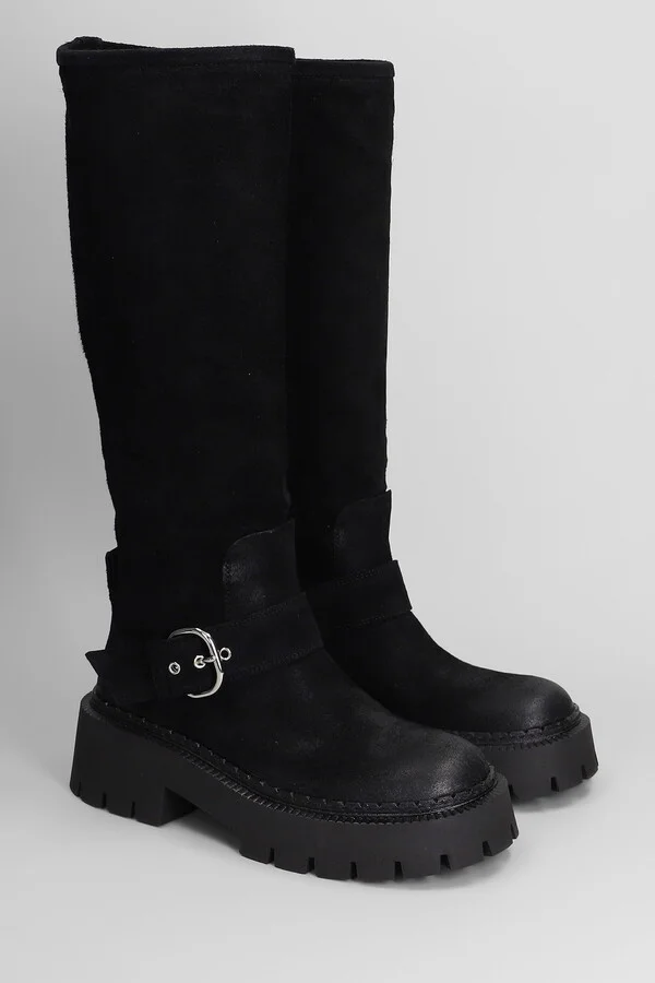 Rust 101 Low Heels Boots In Black Suede - Image 2