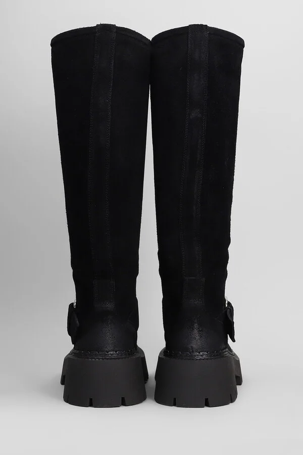Rust 101 Low Heels Boots In Black Suede - Image 4