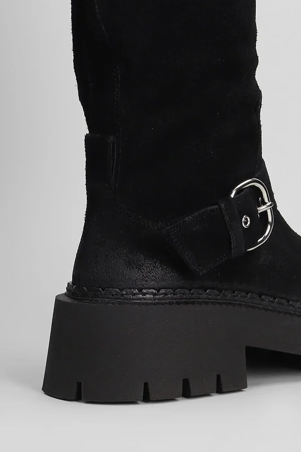 Rust 101 Low Heels Boots In Black Suede - Image 5