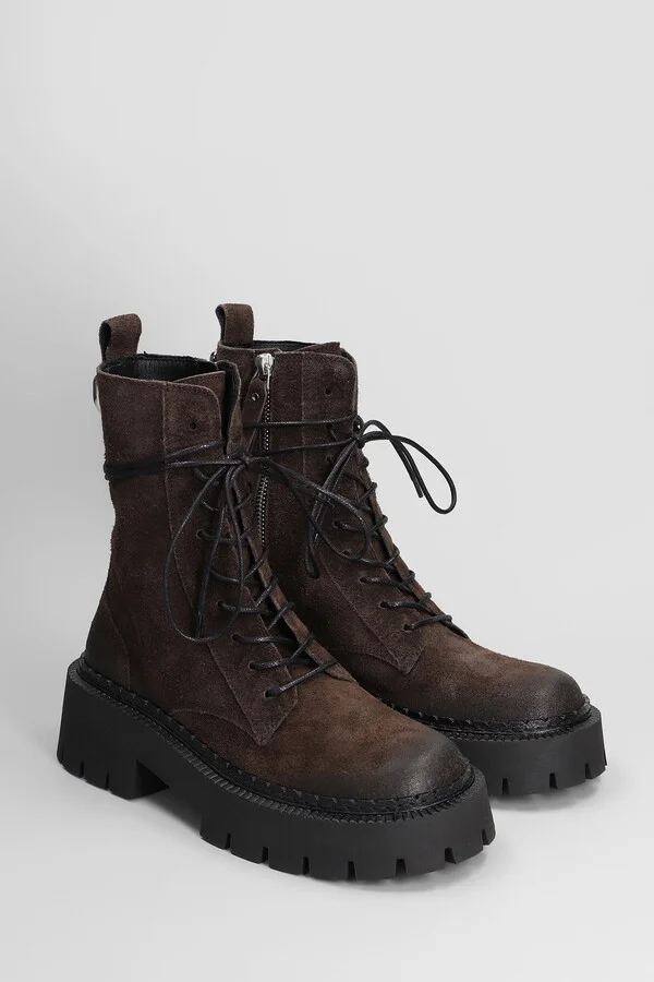 Rust 350 Combat Boots In Brown Suede - Image 2