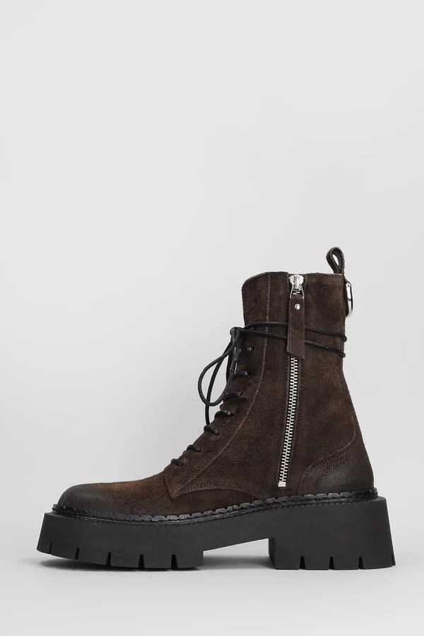 Rust 350 Combat Boots In Brown Suede - Image 3