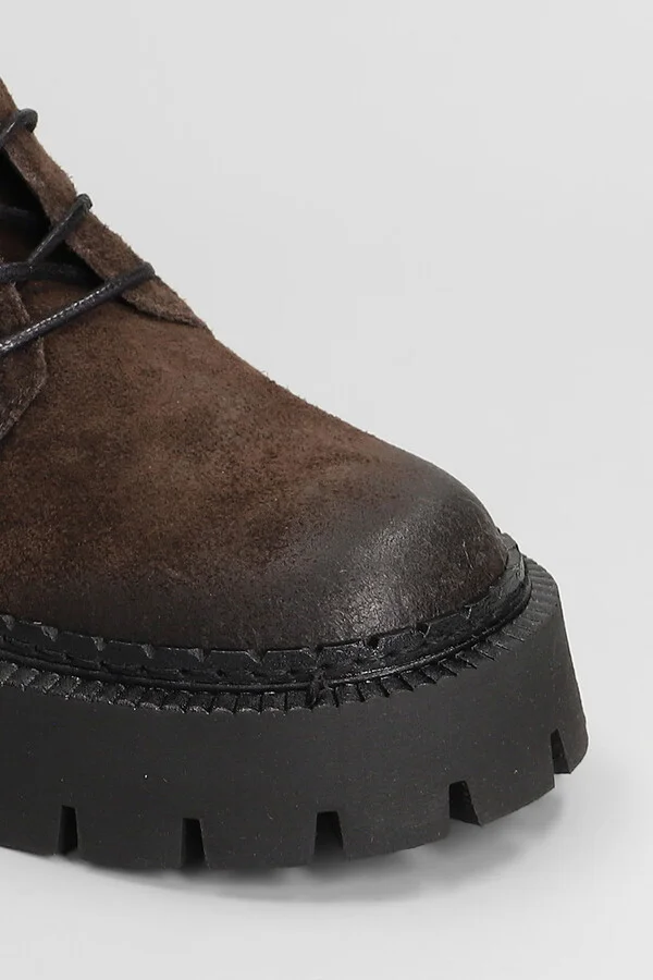 Rust 350 Combat Boots In Brown Suede - Image 5