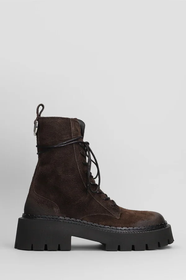 Rust 350 Combat Boots In Brown Suede