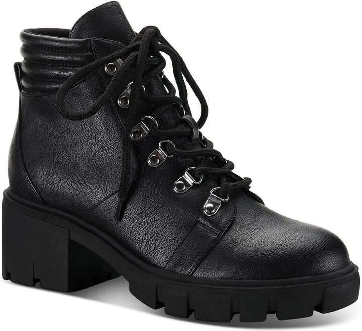 Ruthee Womens Faux Leather Round Toe Ankle Boots