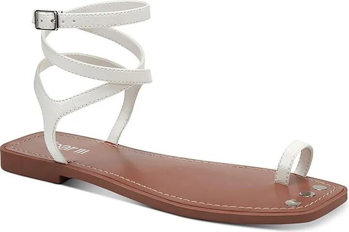 Ryanne Womens Patent Toe Loop Strappy Sandals