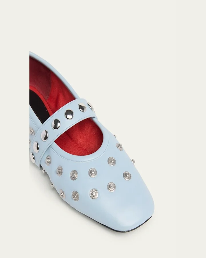 Ryder Studded Leather Mary Jane Ballerina Flats - Image 2