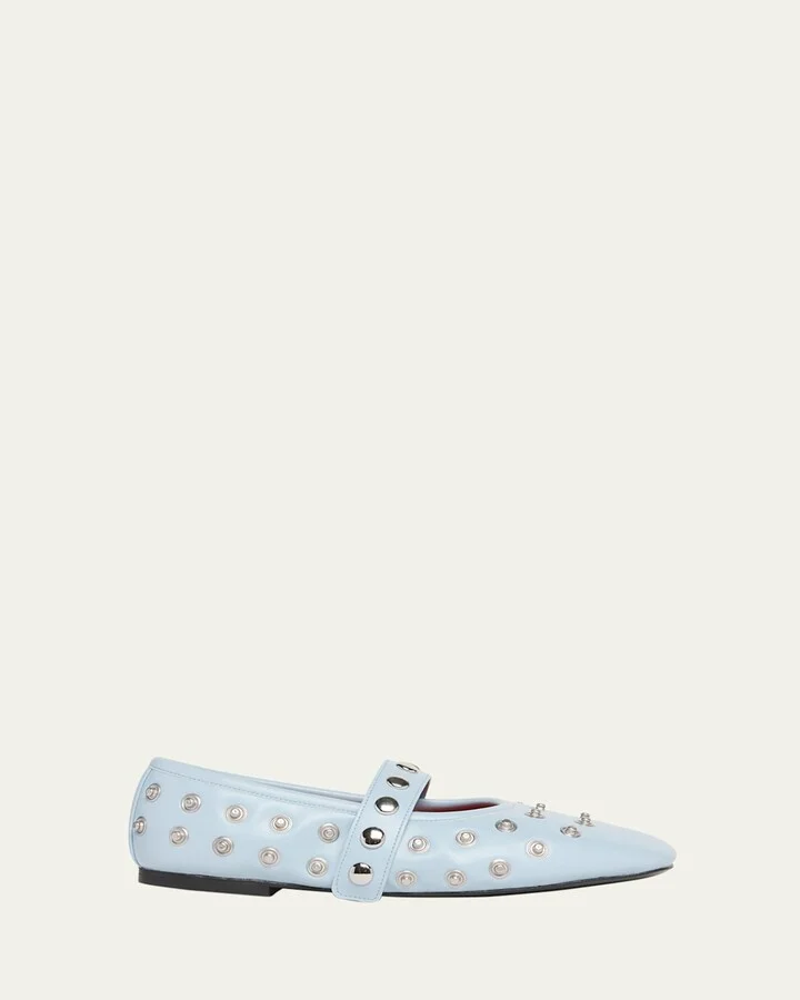 Ryder Studded Leather Mary Jane Ballerina Flats