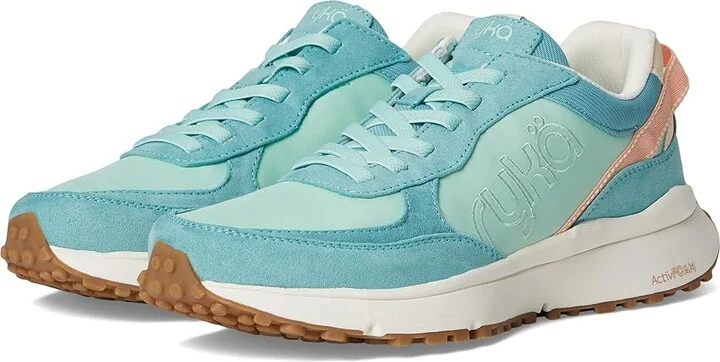 Ryka Jog On Slip On Sneaker Women's Shoes Nile Blue Faux Leather : 5.5 B - Medium, Lace/Rubber/Textile