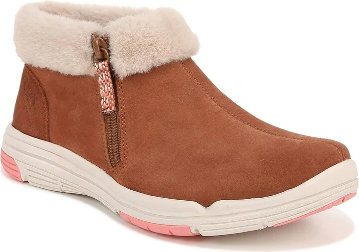 Ryka Womens Anchorage Mid Suede Ankle Booties Saddle Tan 5 M