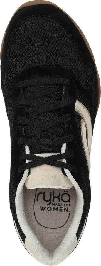Ryka Women's Candor Low Profile Lace Up Sneakers - Black Suede/Mesh - Image 4