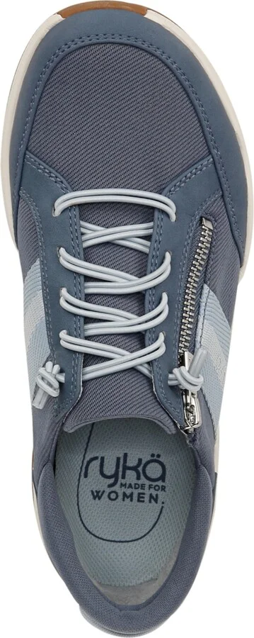 Ryka Women's Carefree-Zip Slip On Court Sneakers - Flintstone Blue Fabric/Faux Leather - Image 4