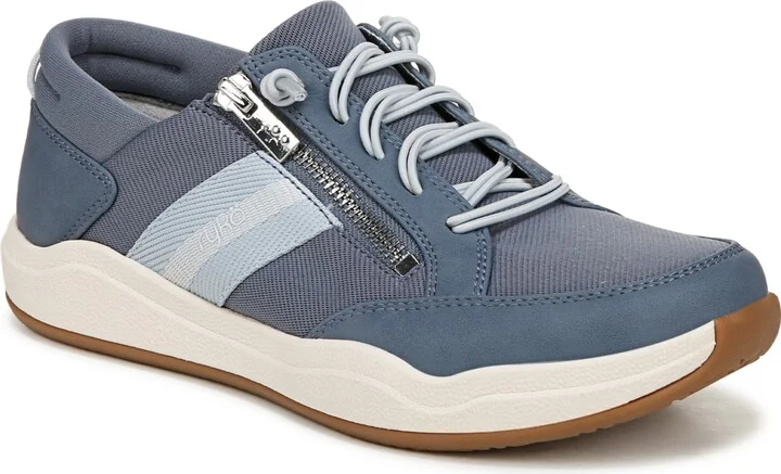 Ryka Women's Carefree-Zip Slip On Court Sneakers - Flintstone Blue Fabric/Faux Leather