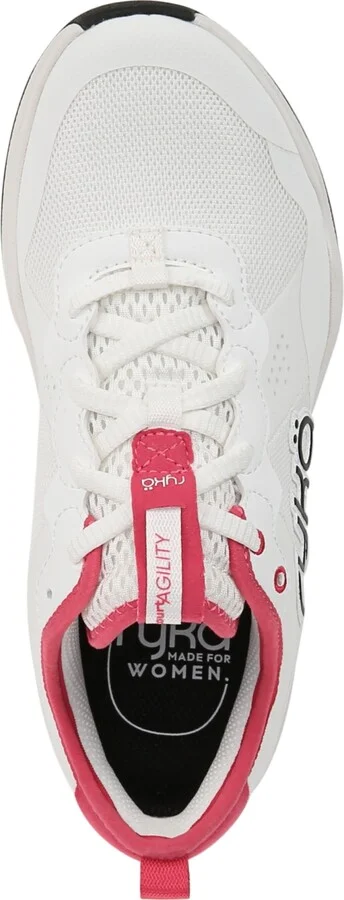 Ryka Women's Court Agility Cross Training Lace Up Sneakers - White/Pink Mesh Fabric - Image 4