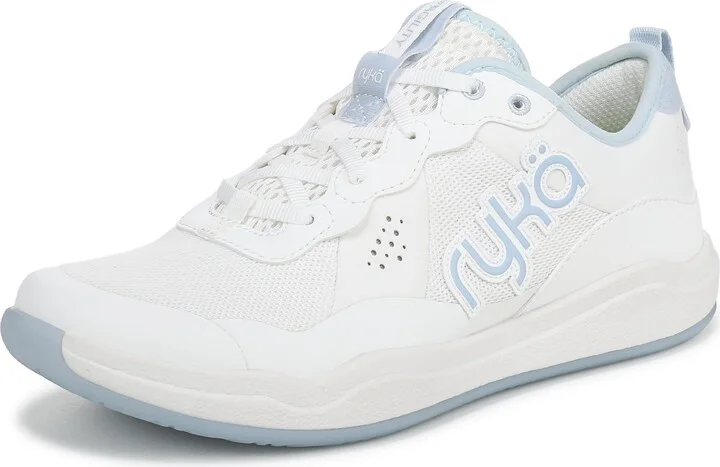 Ryka Womens Court Agility Cross Training Shoes White/SKYRIDE Blue 7 M