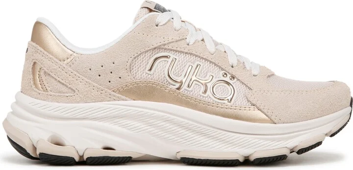 Ryka Women's Devotion X Max Classic Walking Sneakers - Tapioca Beige Mesh/Suede/Faux Leather - Image 2