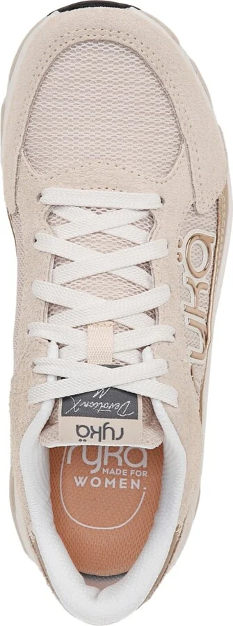 Ryka Women's Devotion X Max Classic Walking Sneakers - Tapioca Beige Mesh/Suede/Faux Leather - Image 4