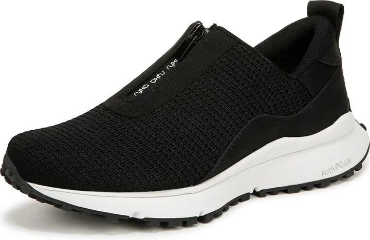 Ryka Womens Jumpstart Zip Slip On Sneaker Black Fabric 10 W