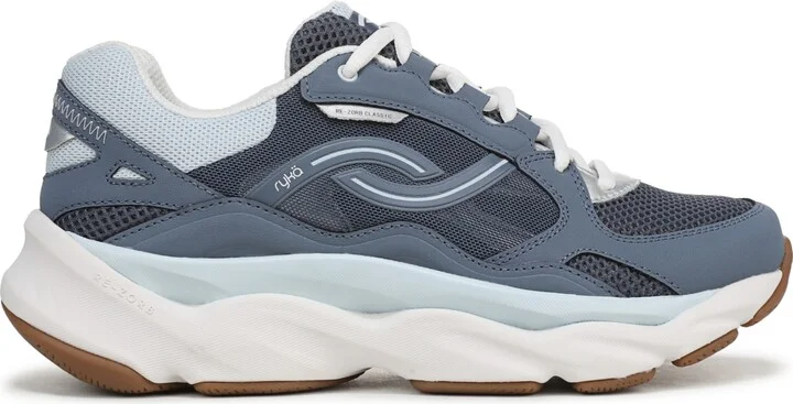 Ryka Women's Rezorb Max Classic Lace Up Walking Sneakers - Flintstone Blue Leather/Mesh - Image 2