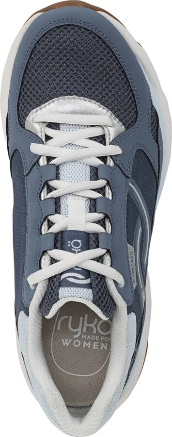 Ryka Women's Rezorb Max Classic Lace Up Walking Sneakers - Flintstone Blue Leather/Mesh - Image 4