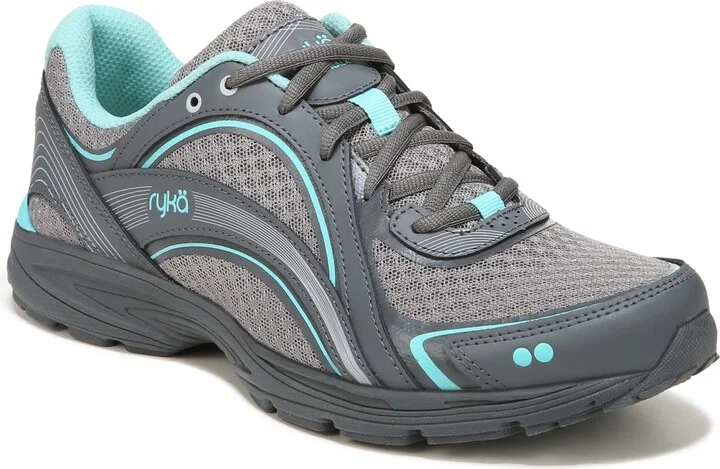 Ryka Women's Sky Walk Walking Shoes - Grey/Aqua Mesh/Leather