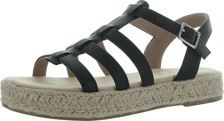 Ryker Womens Strappy Faux Leather Flatform Sandals
