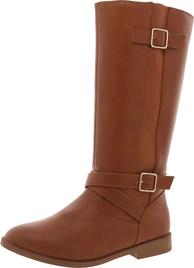 Rylie Womens Zipper Faux Leather Knee-High Boots