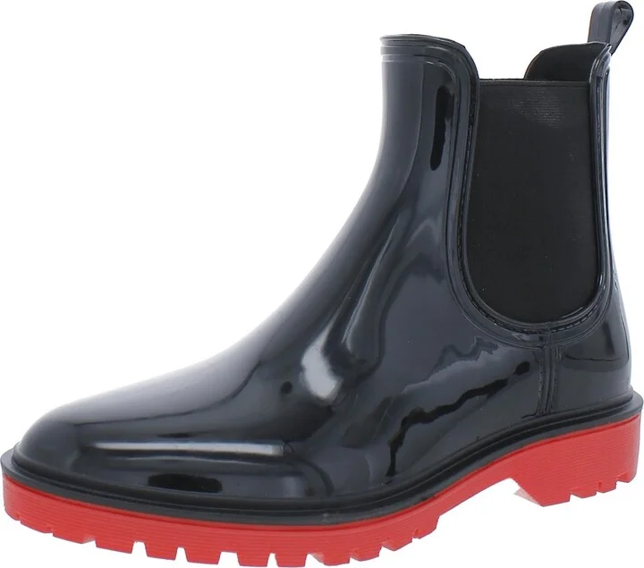Rylien Womens Patent Pull On Rain Boots