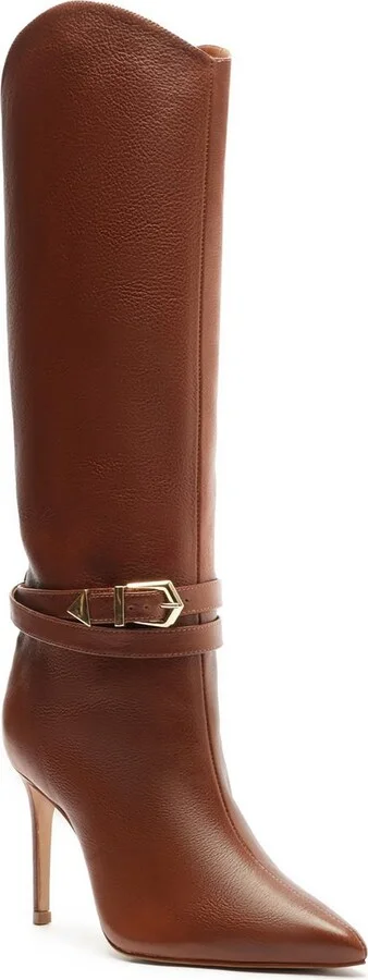S0172305420002U Womens Belted Leather Knee-High Boots