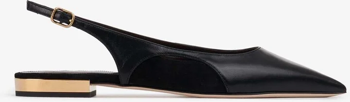 Saada Leather and Suede Slingback Flats