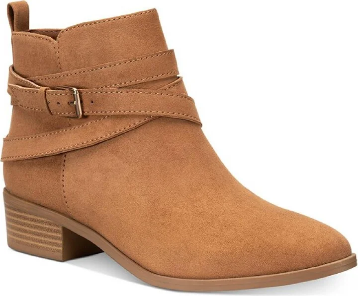 Saandis Womens Microsuede Zip-Up Ankle Boots