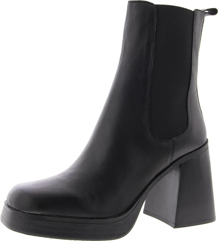 Sabetha Womens Leather Block Heel Chelsea Boots