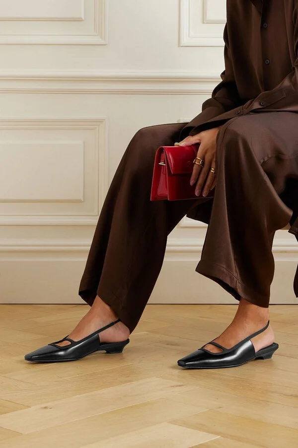 Sabik grosgrain-trimmed glossed-leather slingback pumps - Image 2