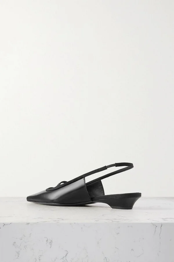 Sabik grosgrain-trimmed glossed-leather slingback pumps - Image 3