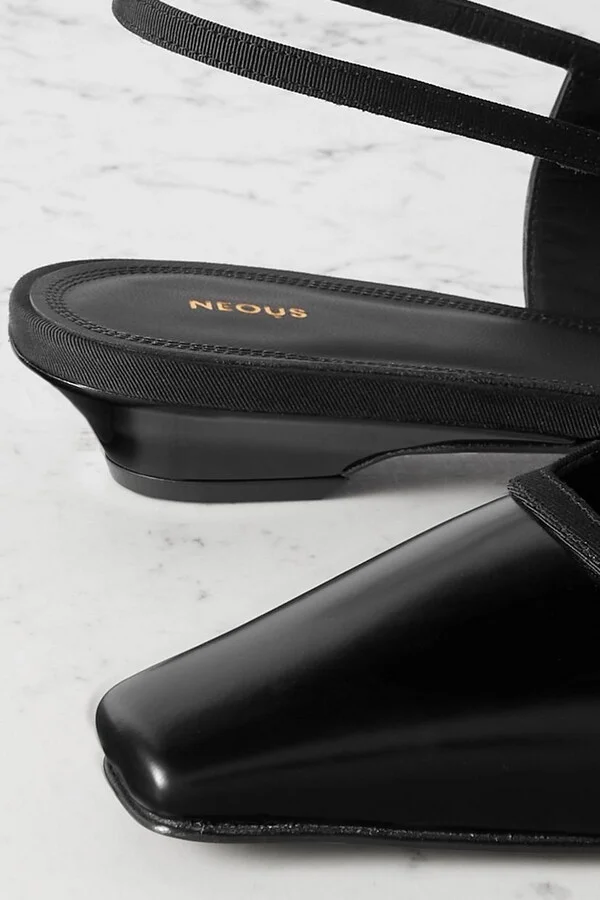 Sabik grosgrain-trimmed glossed-leather slingback pumps - Image 4