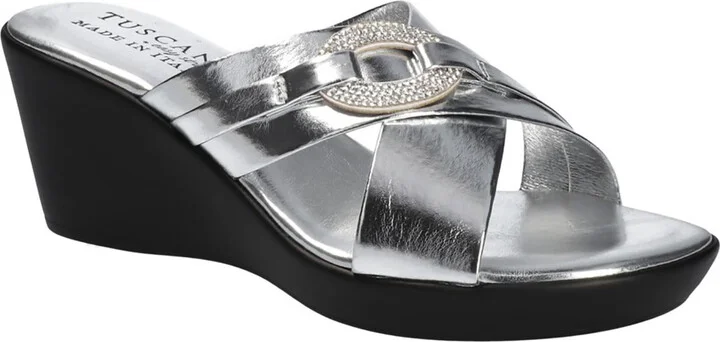 SABINA Womens Faux Leather Wedge Sandals