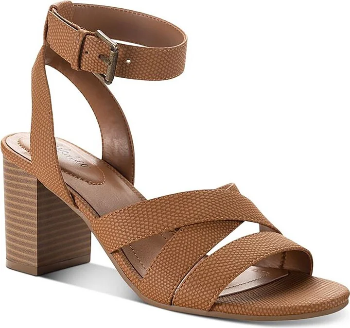 Sabinaa Womens Faux Leather Strappy Block Heels