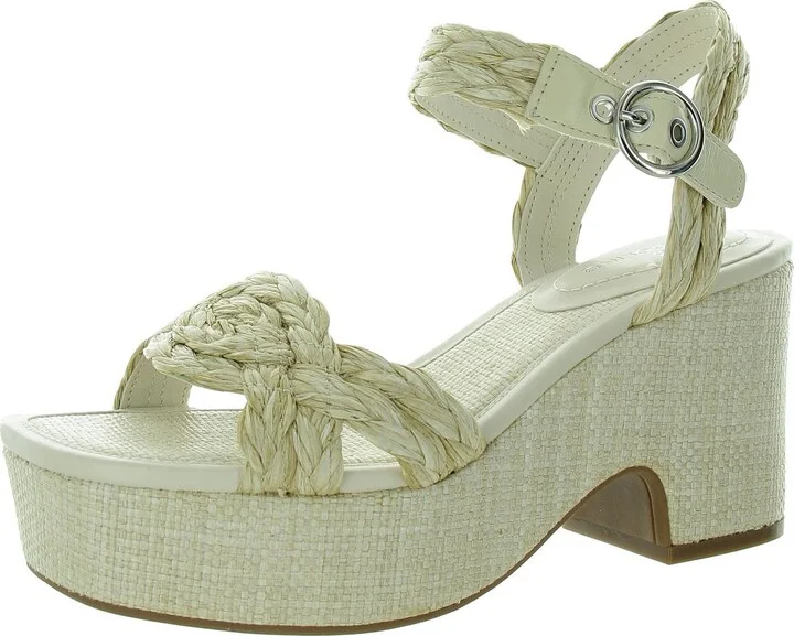 Sabinna Womens Cut-Out Straw Block Heel