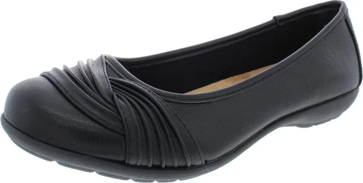 Sable Womens Faux Leather Gathered Flats