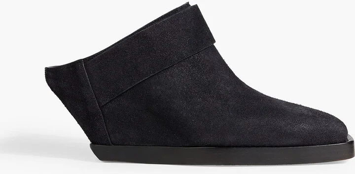 Sabot brushed-leather wedge mules