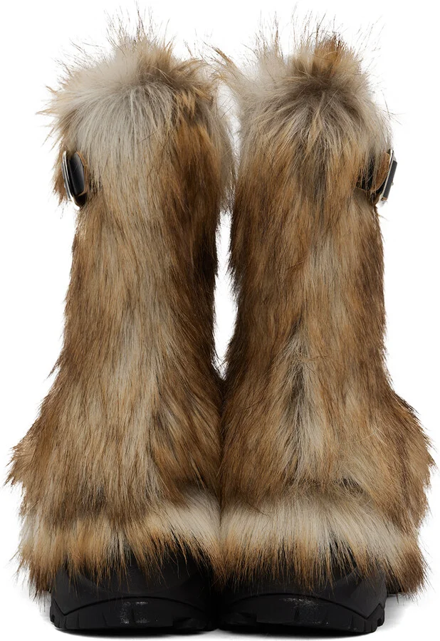 sacai Beige Faux-Fur Boots - Image 2