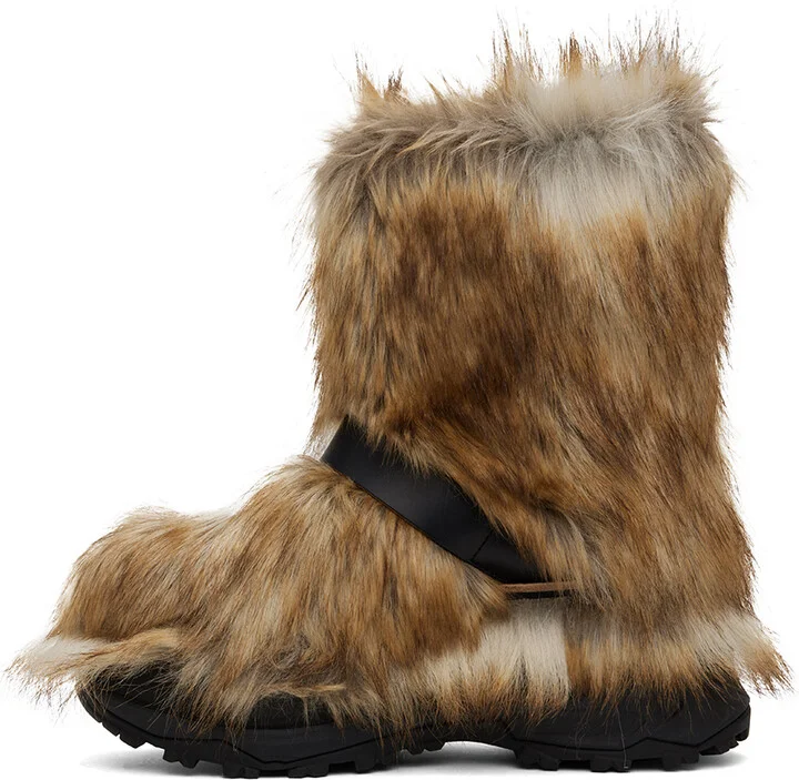 sacai Beige Faux-Fur Boots - Image 3