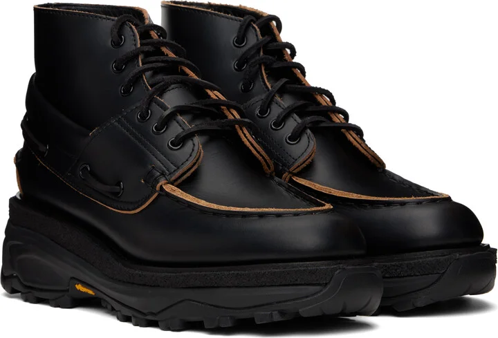 sacai Black Boat Boots - Image 4