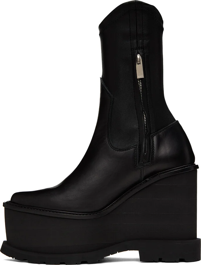 sacai Black Cowboy Wedge Boots - Image 3