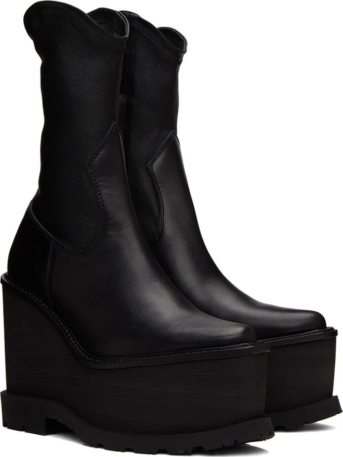sacai Black Cowboy Wedge Boots - Image 4