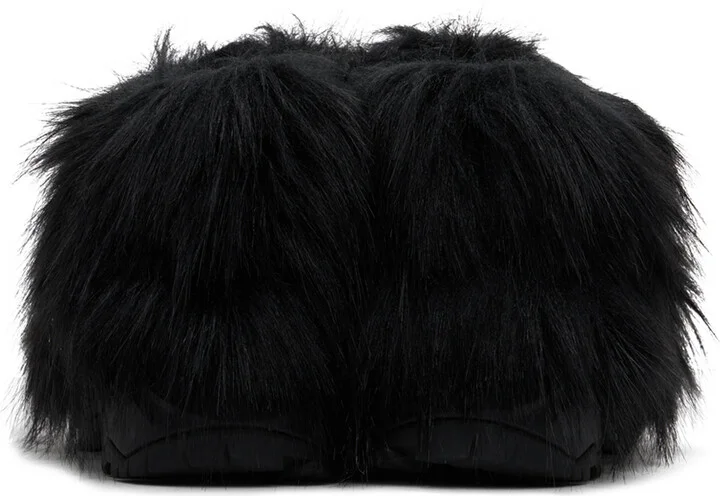 sacai Black Faux-Fur Derbys - Image 2