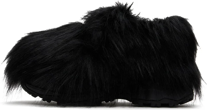 sacai Black Faux-Fur Derbys - Image 3